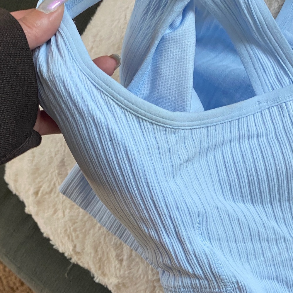 Light Blue Ribbed Tank Top - Picture 8 of 9